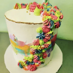 a cake decorated with flowers