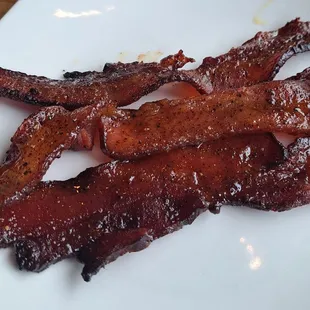 Candied bacon,  ordered well done