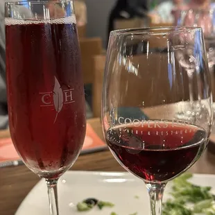 Scarletti wine and glass of Pinot noir