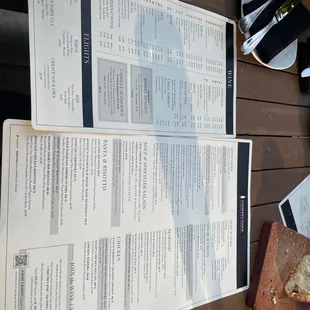 Menu along with with cocktail menu