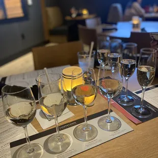 White wine flight, and sparkling wine flight