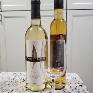 Wine purchases from winery and a wine glass