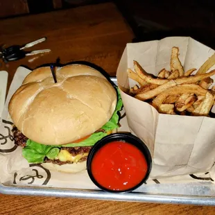 Burger and fries