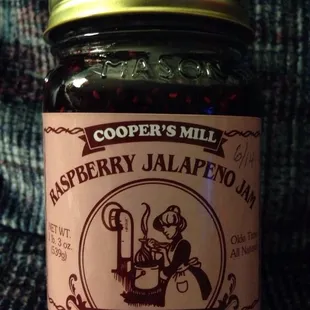 a jar of raspberry jalapeno jam