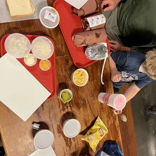 The spread before eating !  Plates are just place mats!