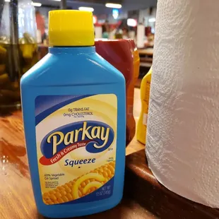 ows a bottle of parkay sauce