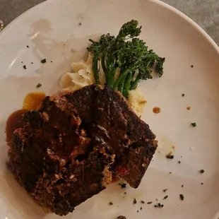 Taos meatloaf with brocolinni and potatoes