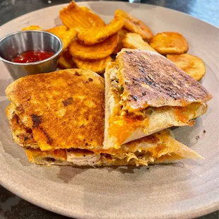 Buffalo chicken panini with fries. No complaints