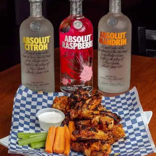 Fried and Grill wings with some Absolute Vodka!