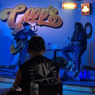 a band playing on stage