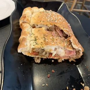 a half eaten pizza