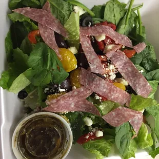 Greek salad-out of the world- fresh salad and the dressing are one of its kind. My teenage daughters ate everything in it!