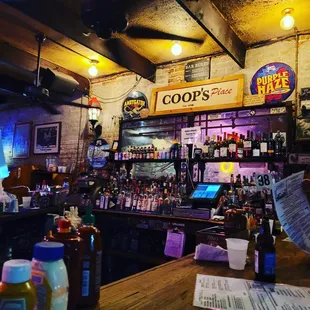 the interior of a bar