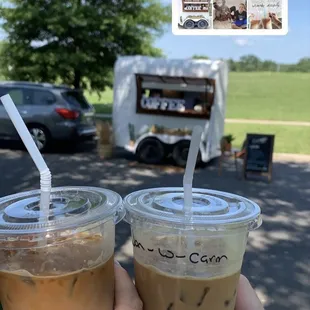 Vanilla bean lavender and caramel ice coffees!