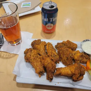 Jamaican jerk dry rub wings and a Fat Tire