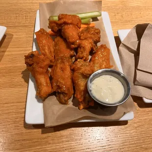 Buffalo chicken wings and blue cheese