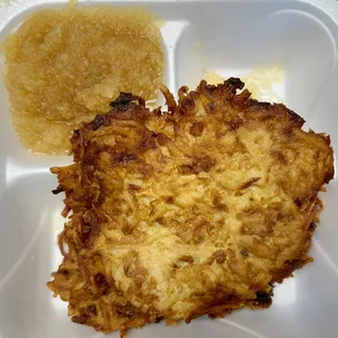Polish potato pancakes with applesauce