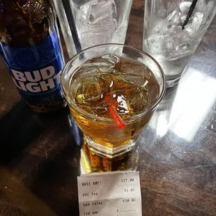 Yikes! $30.02 for a Bud Light, Jack and Coke-ish, and two sparkling waters.