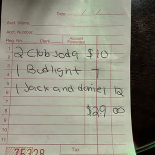 The tab prices.