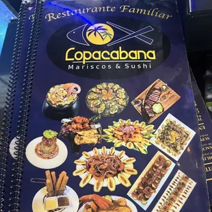 the menu for the restaurant
