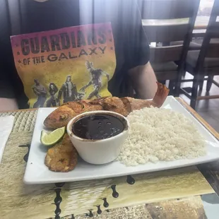Red Snapper with white rice &amp; black beans