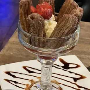 a dessert in a glass bowl