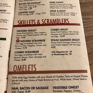 the menu of the restaurant