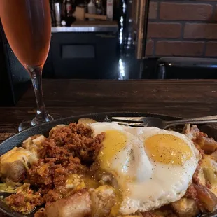 Chorizo Skillet was amazing!!! Paired with a bottomless cranberry mimosas. Best brunch ever!!!