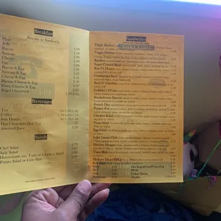 a person holding a menu