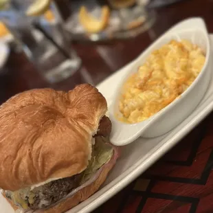 Copeland Burger with Mac and Cheese