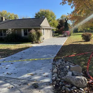 a driveway that is taped off