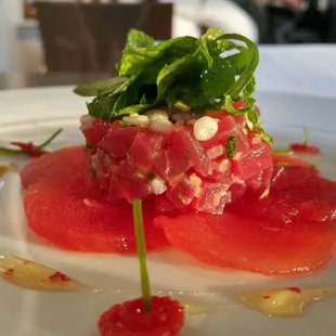 Compressed Watermelon Tuna Crudo