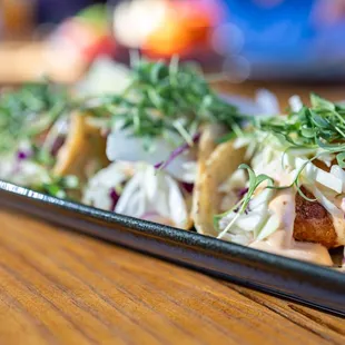 Rooftop Menu: Battered Cauliflower Tacos ($18)