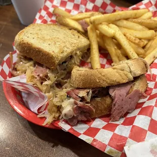 Reuben Sandwich and French Fries