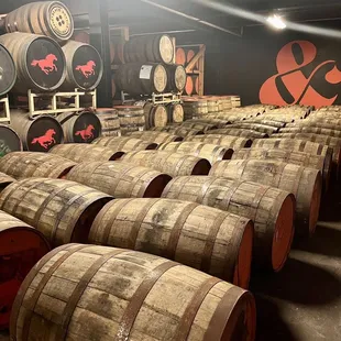 Barrels in storage...rocking out to a variety of tunes