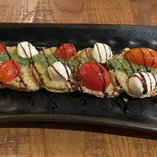 Fried green tomato caprese