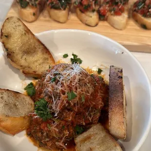 Bruschetta &amp; meatballs