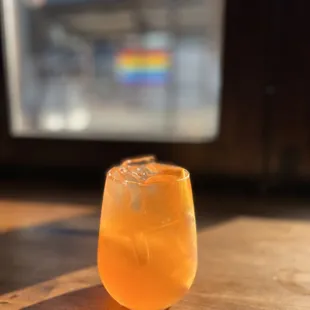 a glass of orange juice