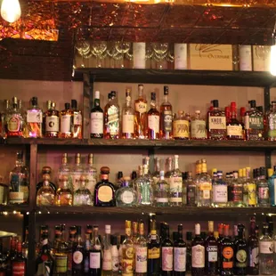 shelves full of alcohol