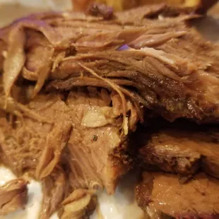 Juicy brisket, I cant believe its not salty, sweet, dry!! Its perfect!!