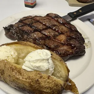 Small 10 ounce ribeye medium rare