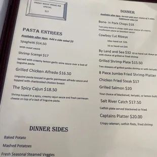 Dinner menu, for another day!