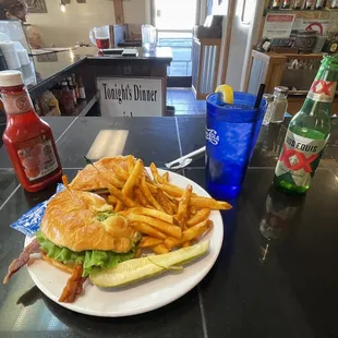 The delicious TBG sandwich and delicious fries. Get it with a side of their homemade honey mustard! So great!