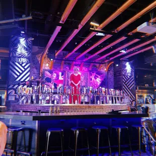Stage behind bar