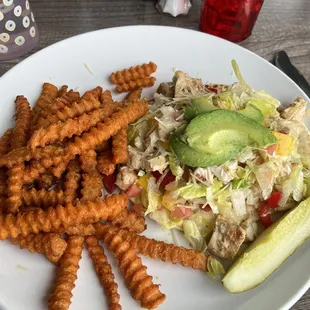 The California Chicken Avocado Sandwich with sweet potato fries.
