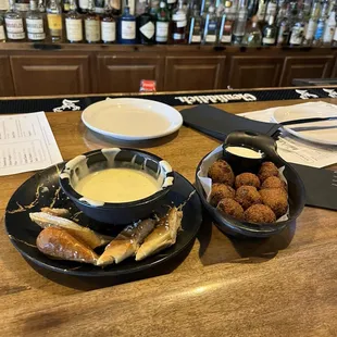 Pretzel bites and hush puppies