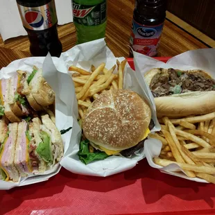 Club Sandwich Combo, Cheeseburger Combo, and Philly Cheesesteak Combo