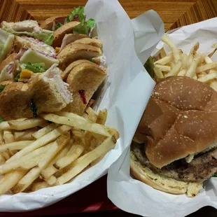 Club Sandwich and Turkey Burger