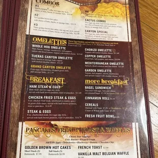 Breakfast menu