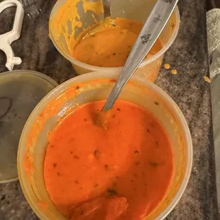 Butter chicken $22.97 and chicken tikka masala $22.97 -  remembered pics when half eaten 1/25/25